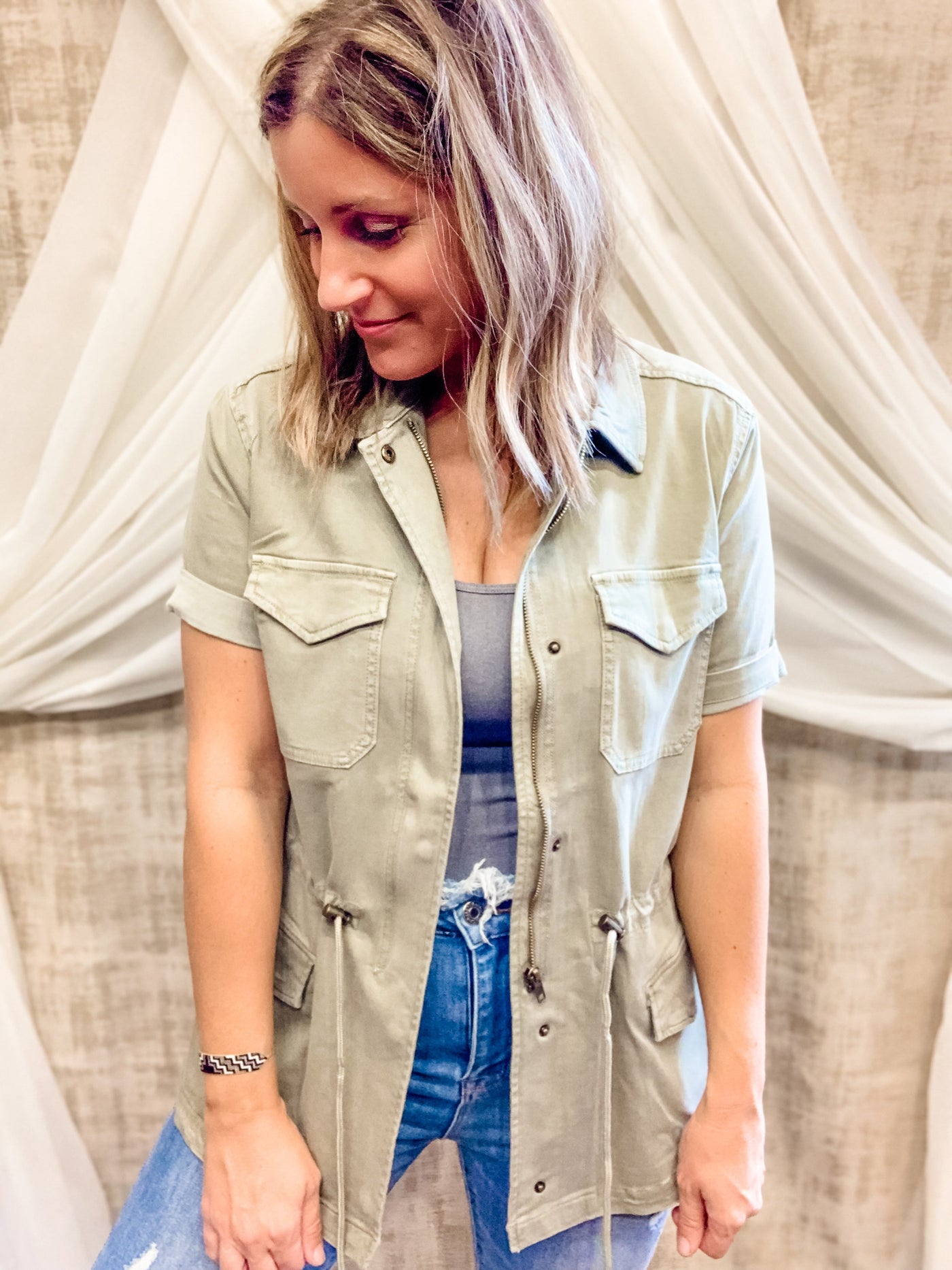 Olive Short Sleeve Jacket