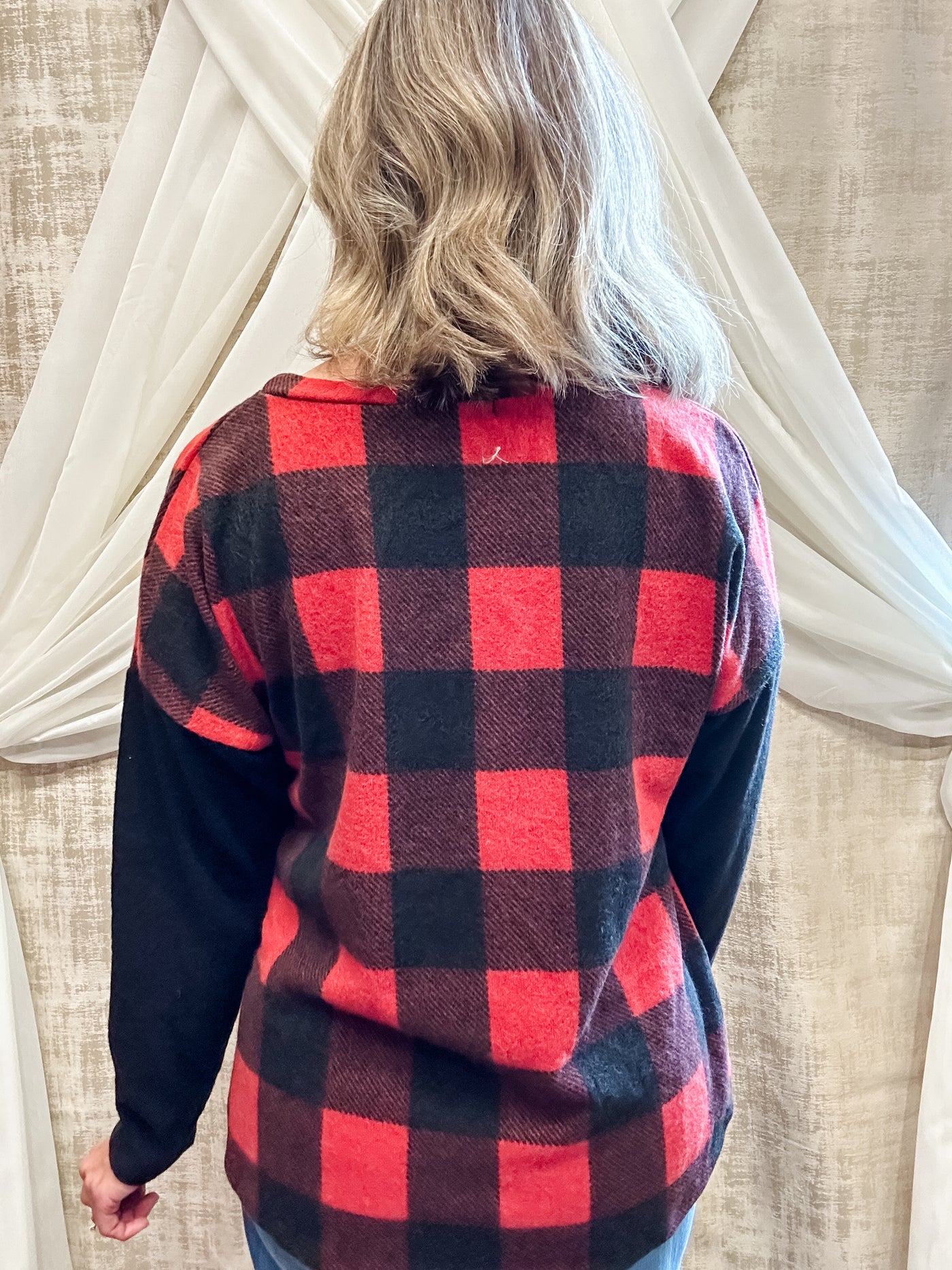 Red and Black Plaid Top