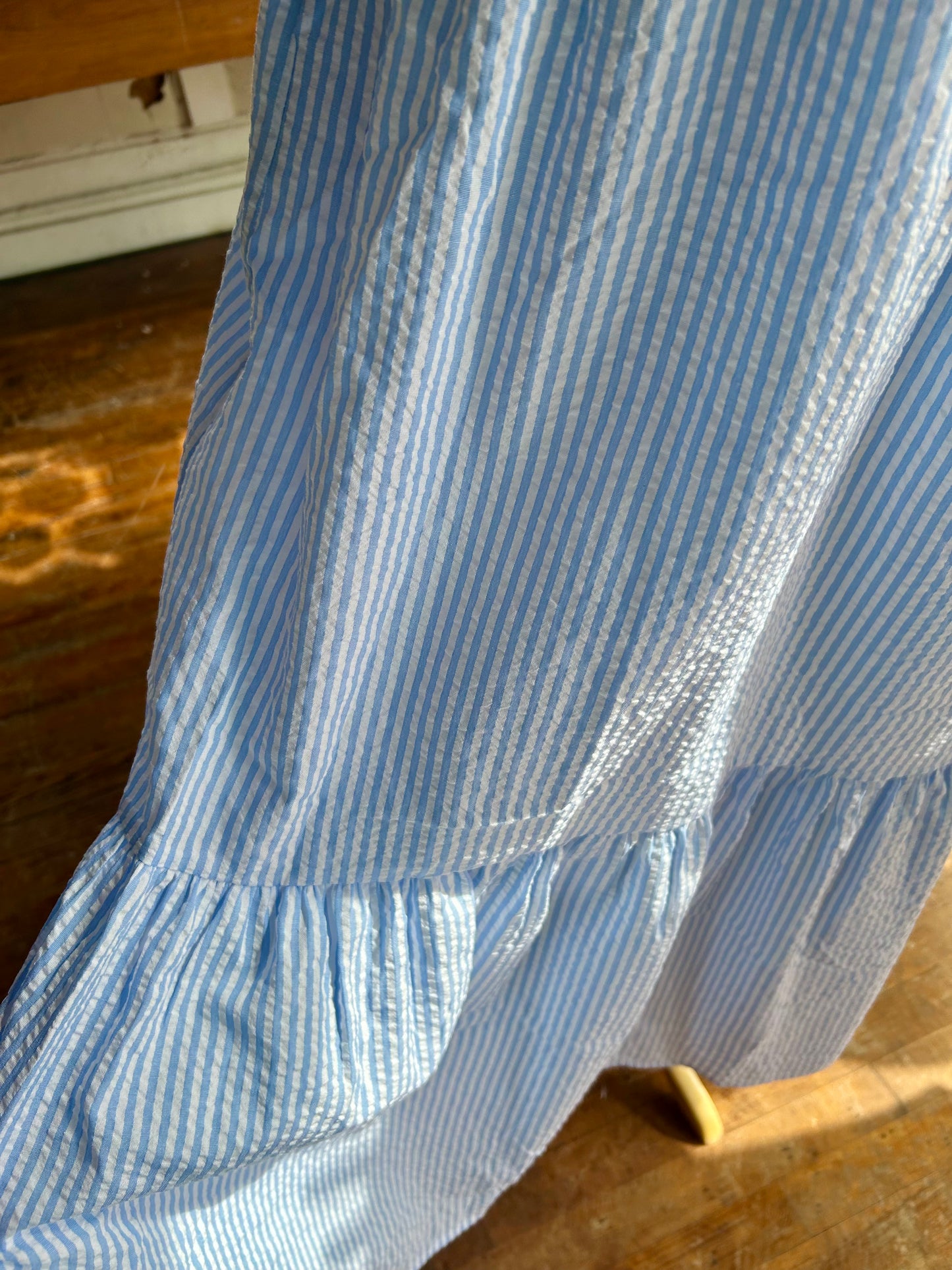 Tracey Dress | Blue + White; Trellis Tiles Blue