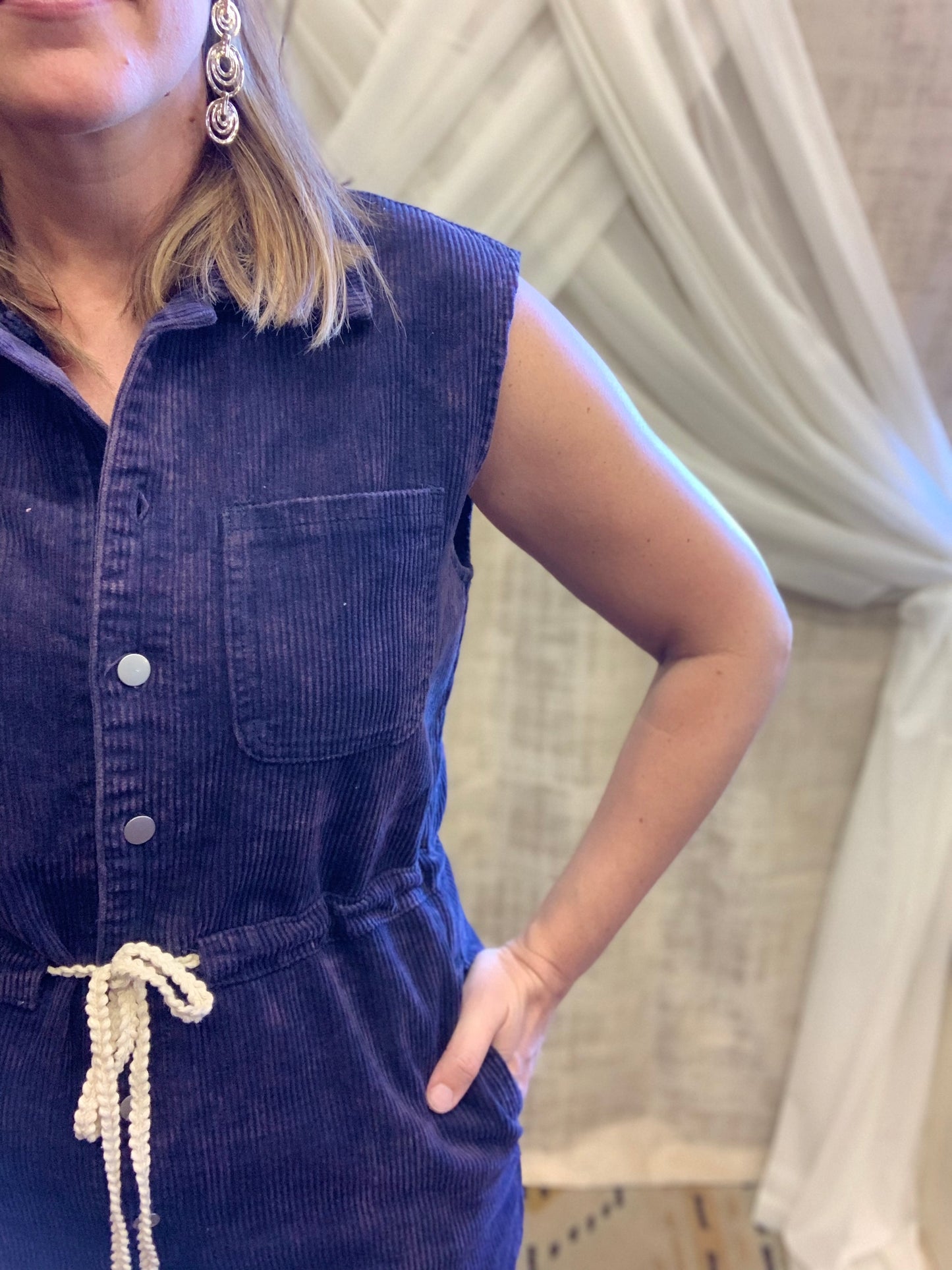 Navy Corduroy Jumpsuit
