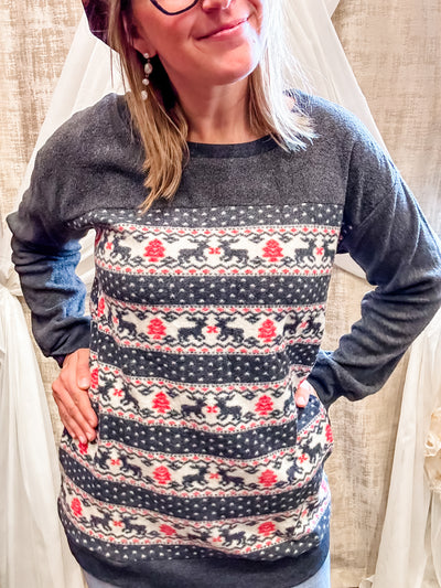 Charcoal Reindeer Sweater