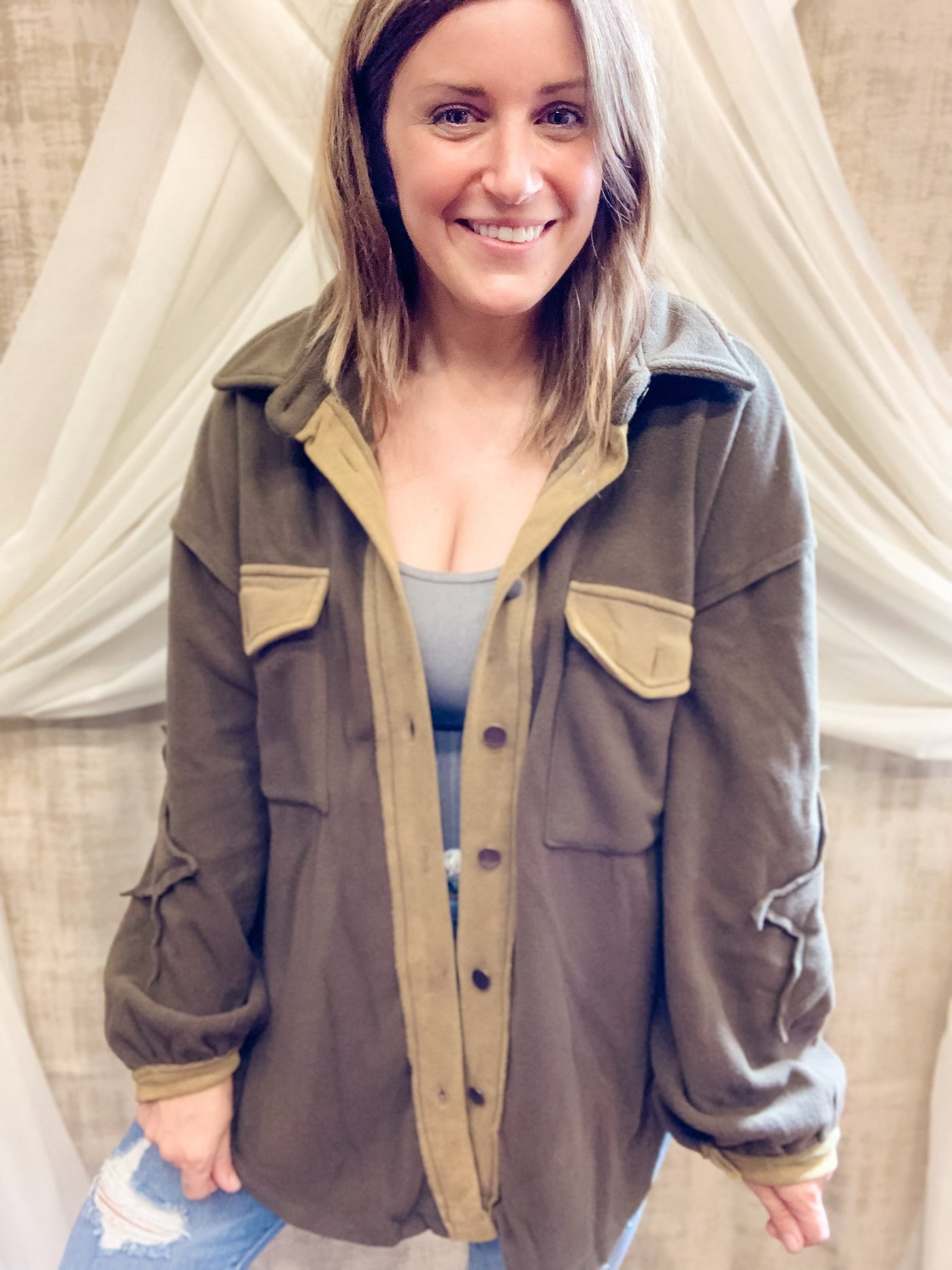 Olive Luxurious Fleece Shacket