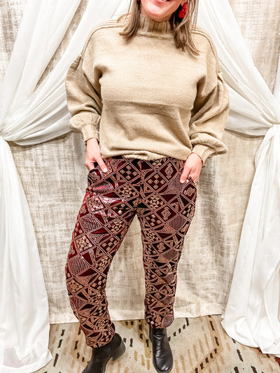 Burgundy Sequin Joggers