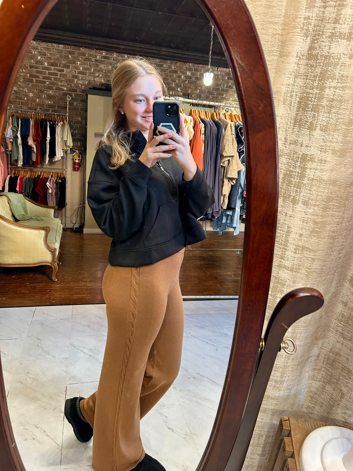 Lina Sweater Pants - Dark Camel