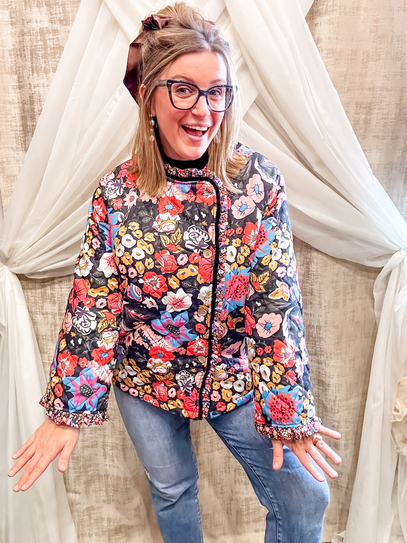 Bright Floral Quilted Jacket