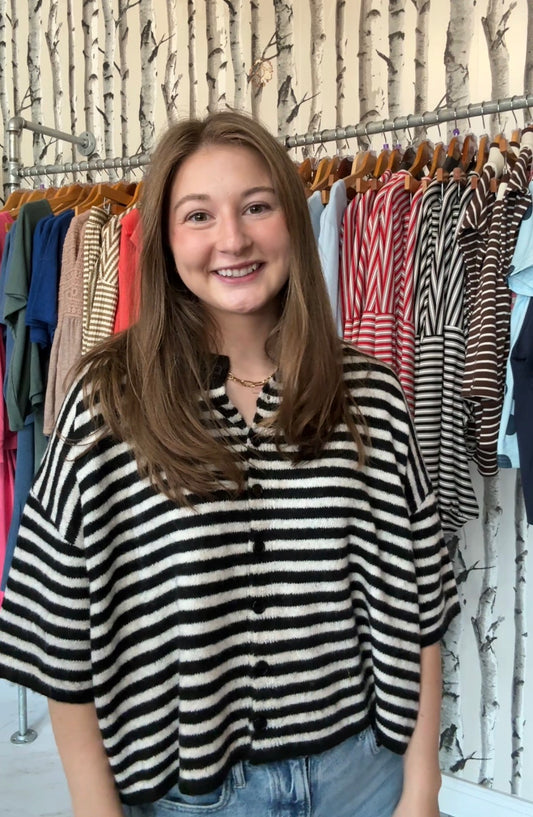 Eloise Top - Black and White Stripe