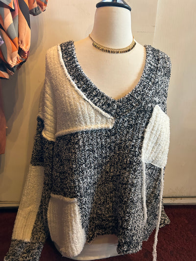 Black and White Textured Sweater