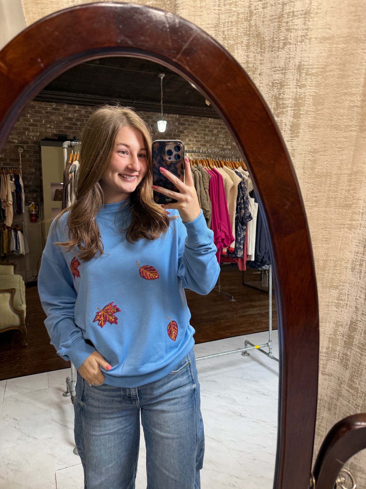 Sequin Leaf Sweatshirt