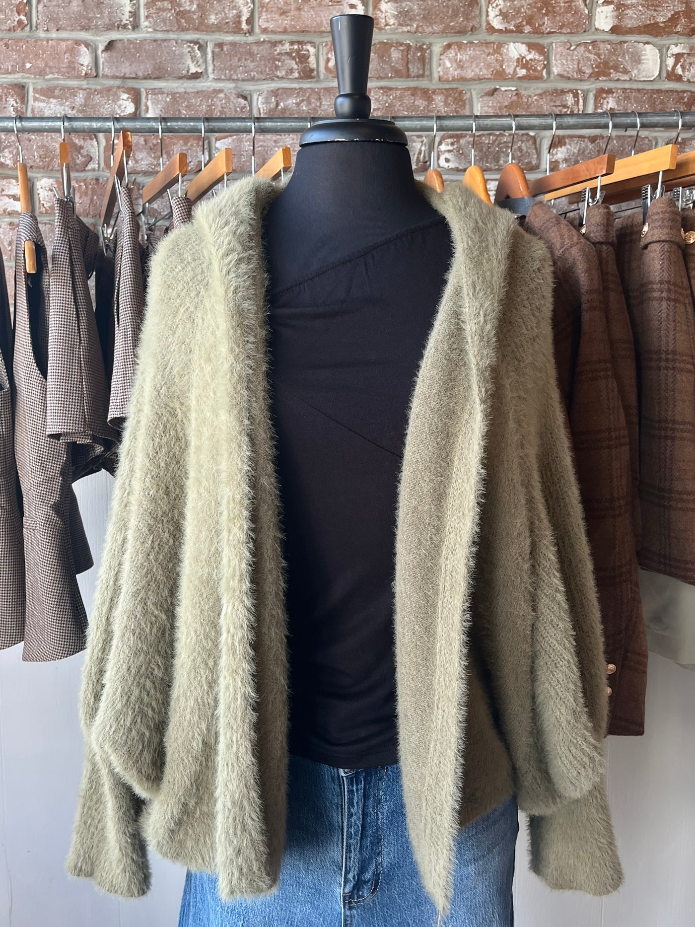 Olive Cardigan with Hood