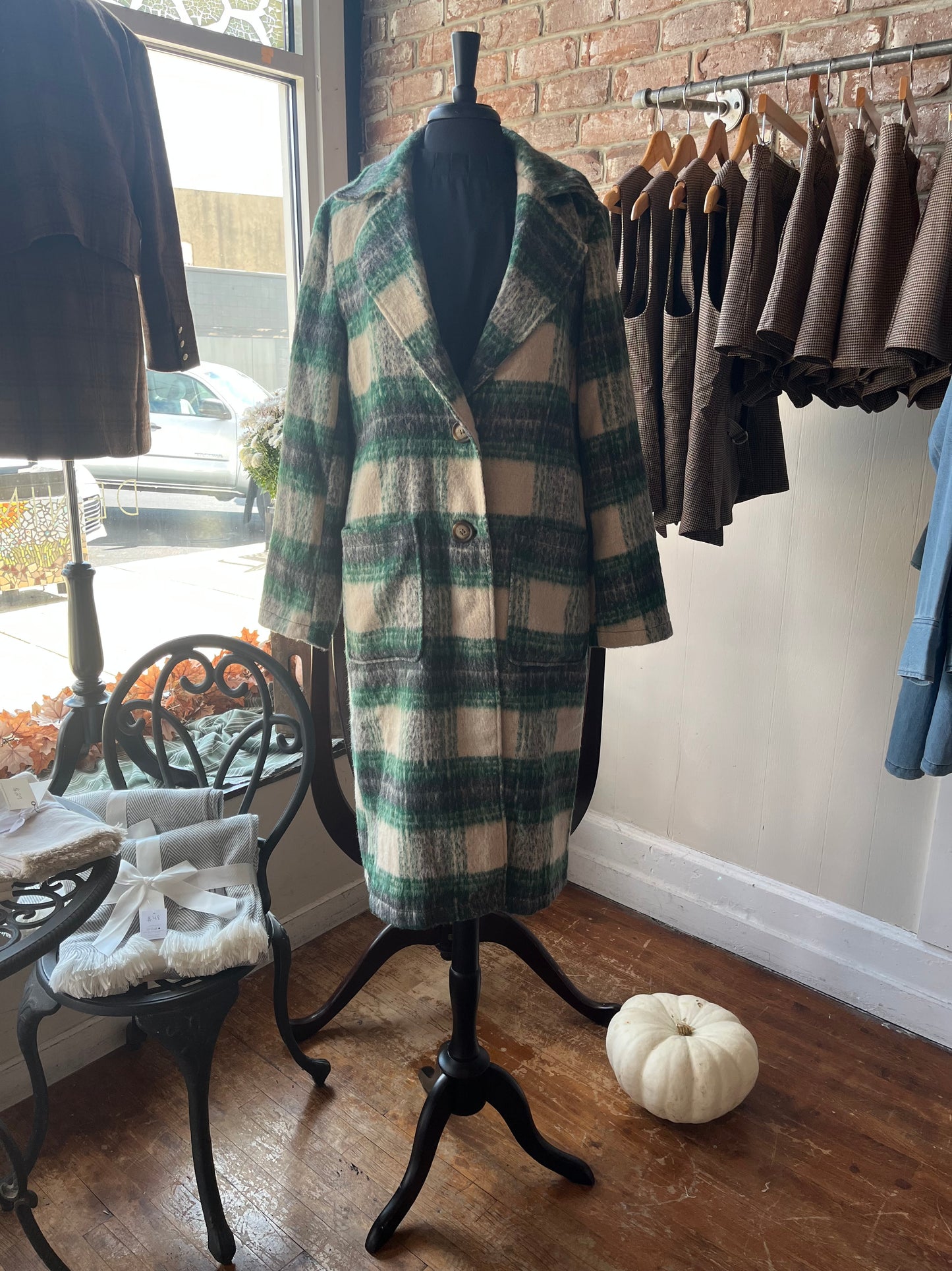 Gray & Green Plaid Coat