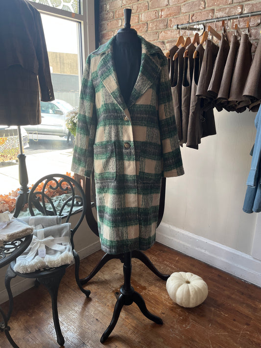 Gray & Green Plaid Coat