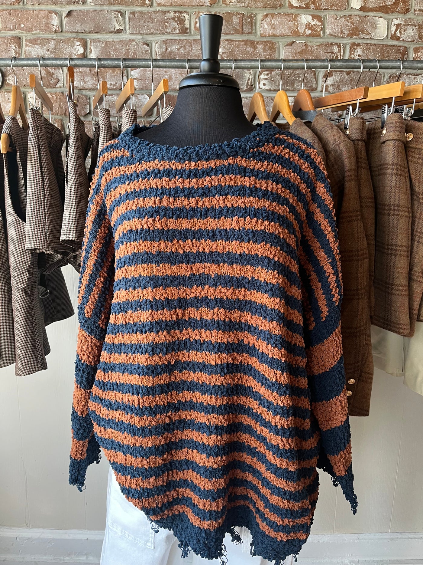Blue and Orange Striped Sweater