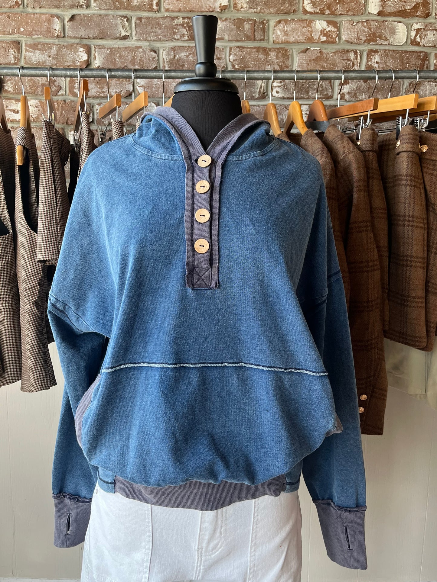 Gray/Chambray Hoodie