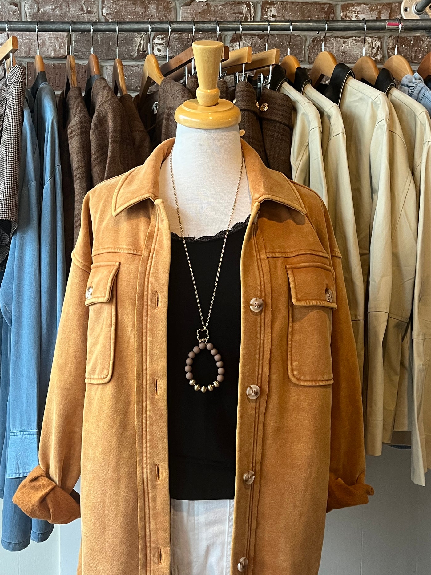 Pumpkin Washed Terry Long Shacket