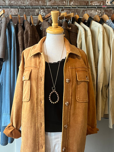 Pumpkin Washed Terry Long Shacket