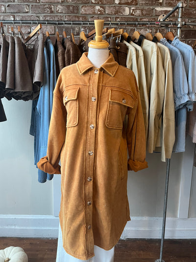 Pumpkin Washed Terry Long Shacket