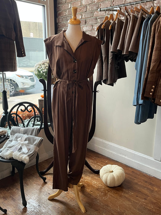 Sleeveless Brown Jumpsuit