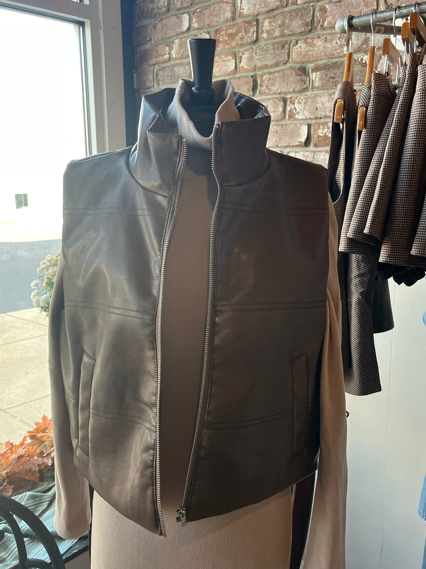 Wash Effect Faux Leather Vest