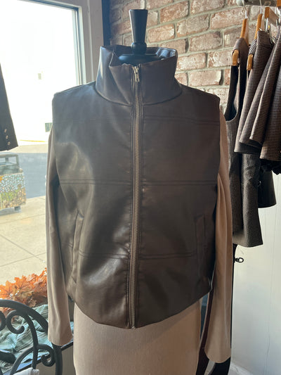 Wash Effect Faux Leather Vest