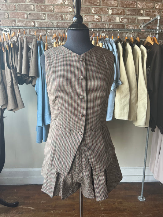 Houndstooth Pleated Shorts