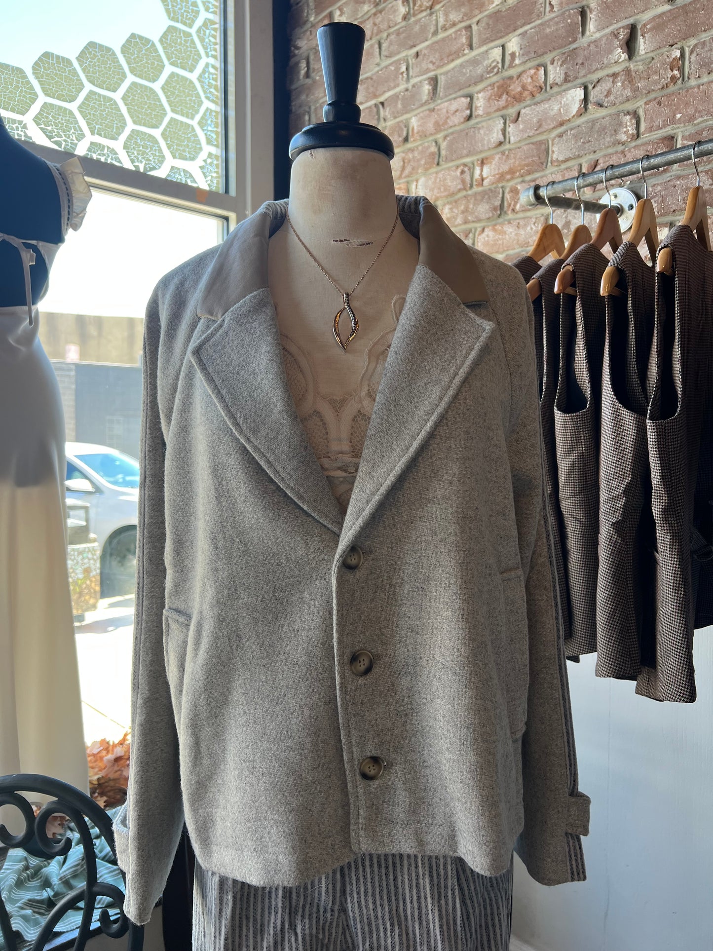 Mixed Media Striped Jacket