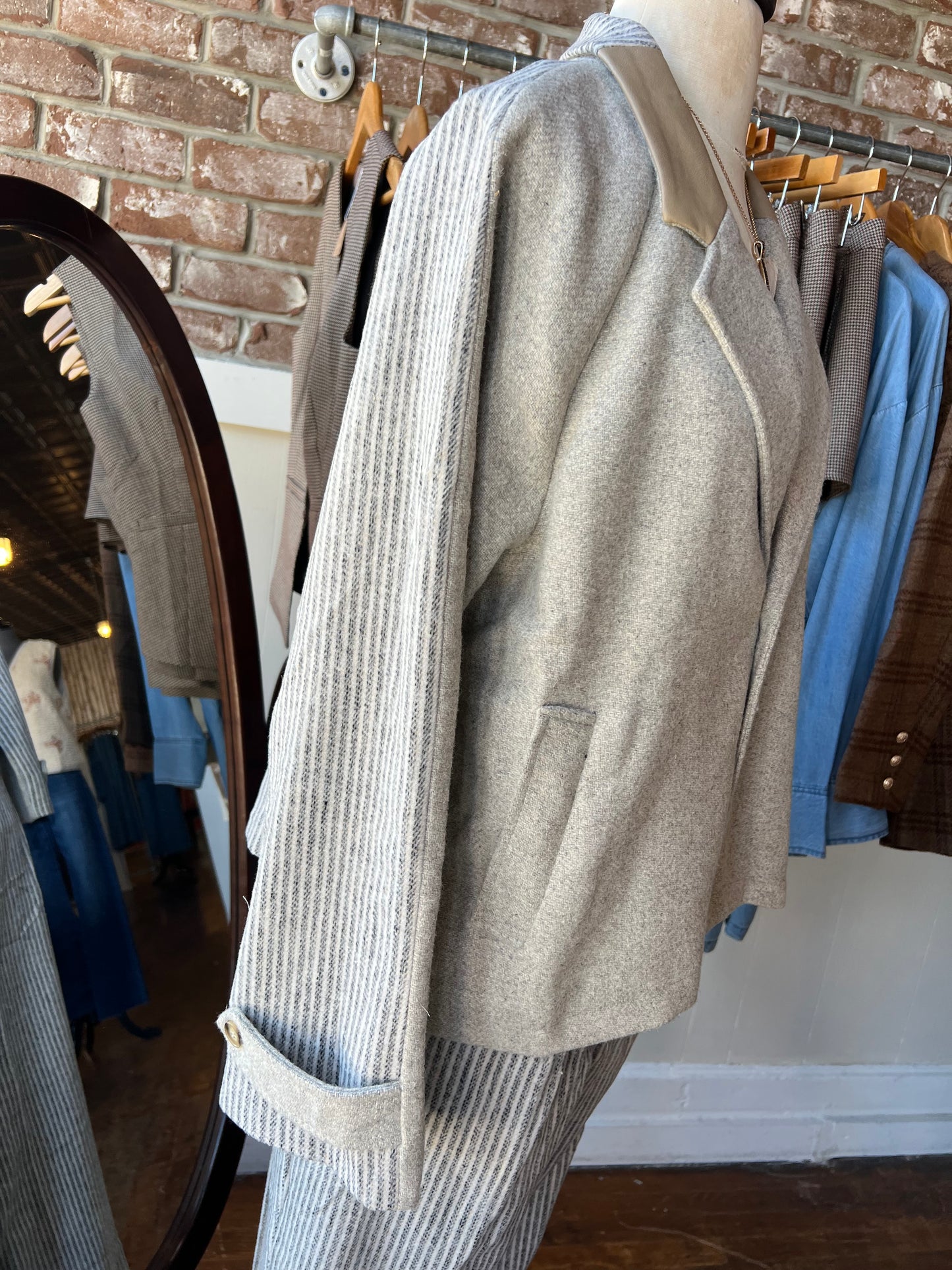 Mixed Media Striped Jacket