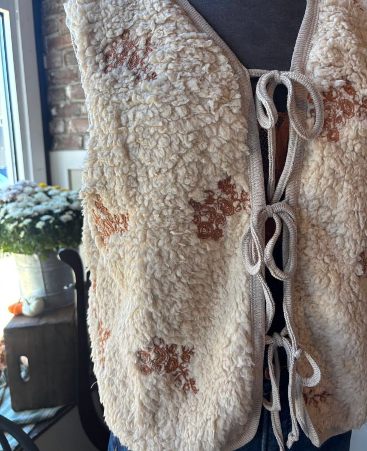 Tan Vest with Rust Detailing