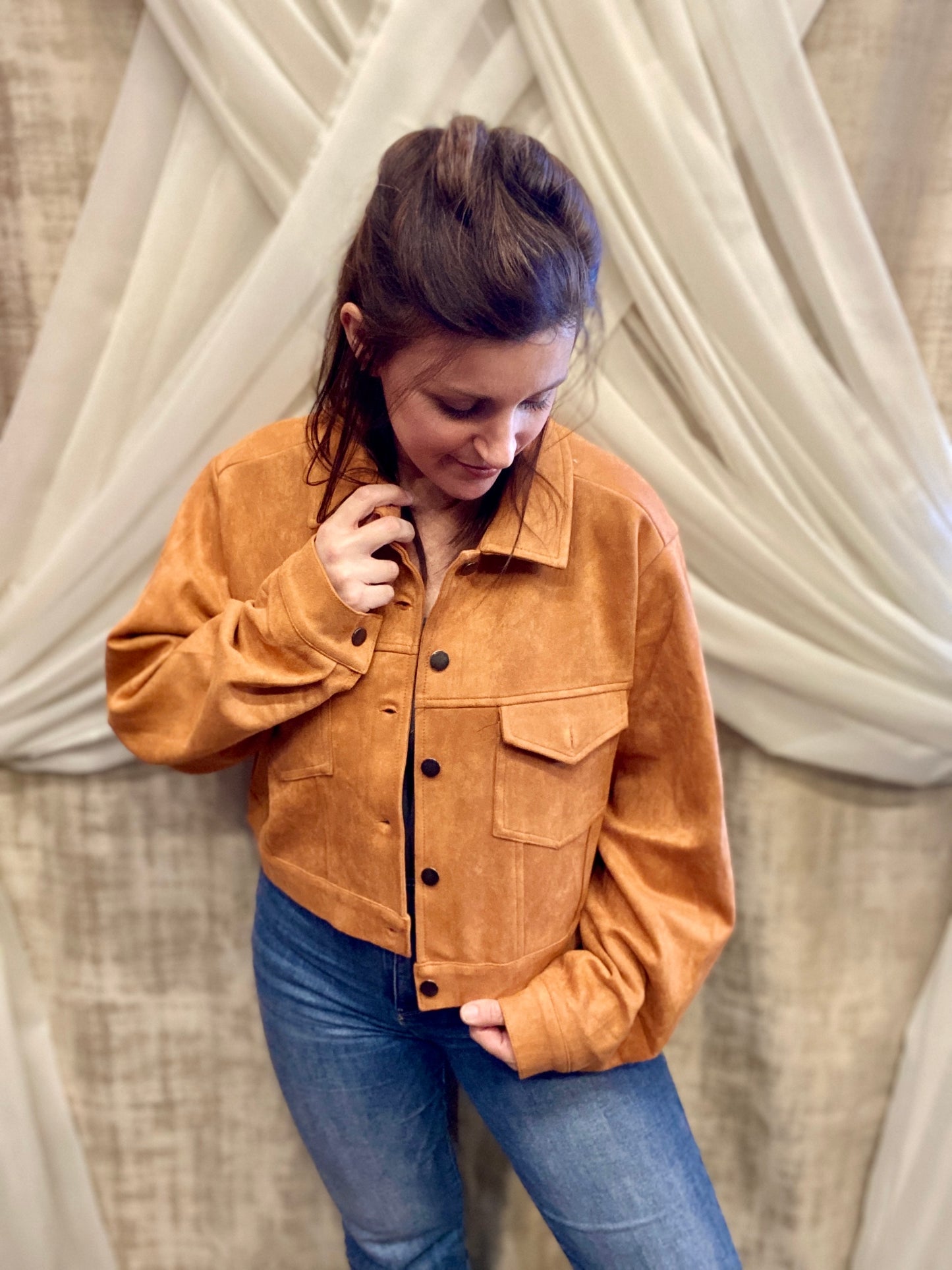 Camel Suede Jacket with Fringe