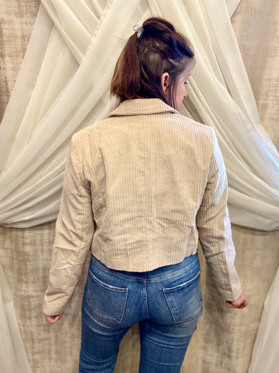 Tan Corduroy Cropped Blazer