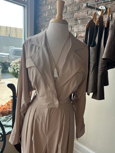 Taupe Pintuck Jumpsuit