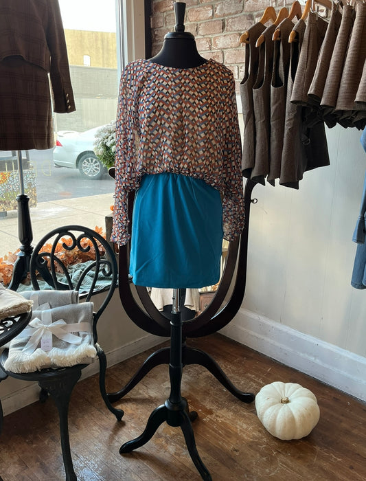 Blue & Orange Geometric Dress