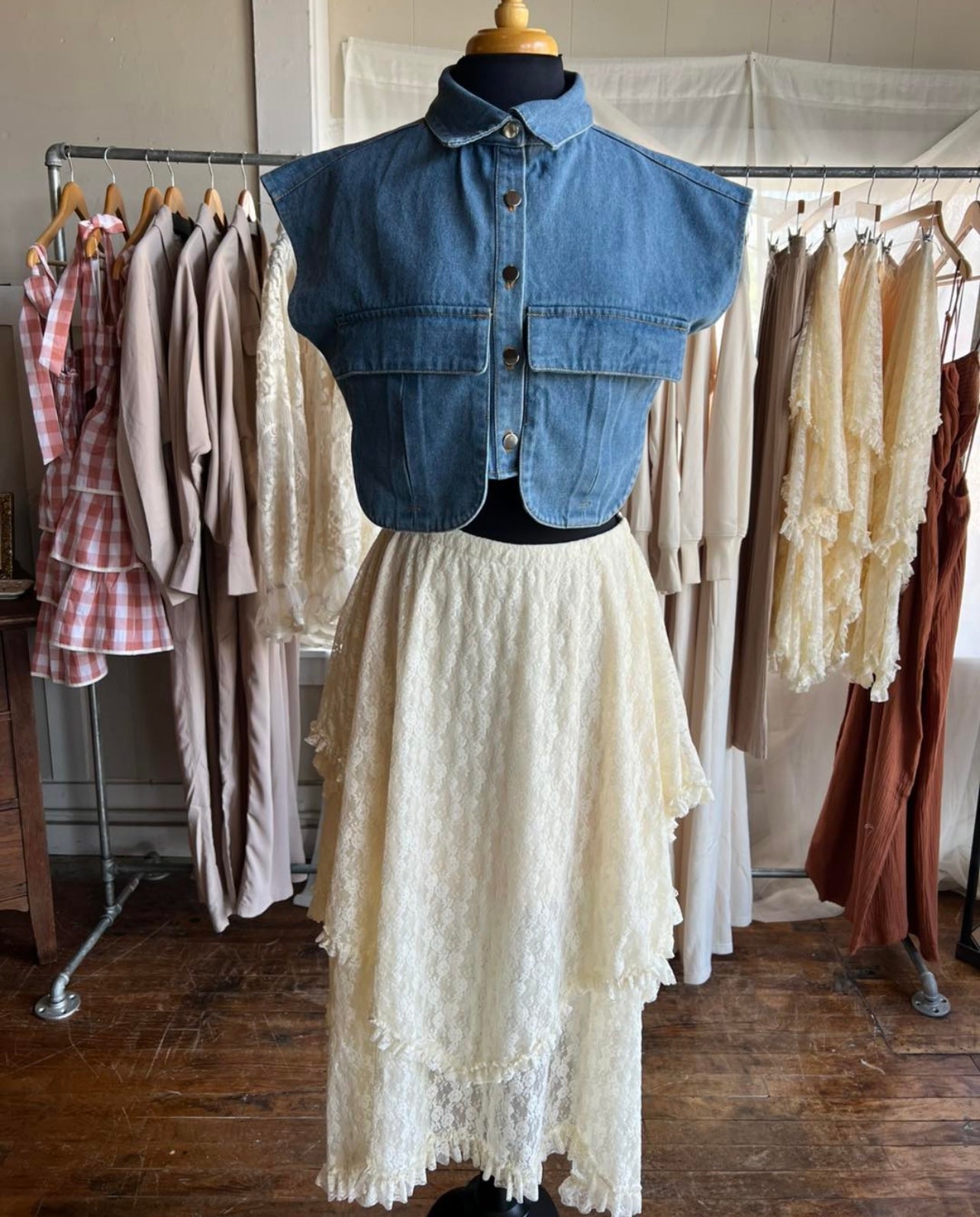 Medium Wash Denim Top