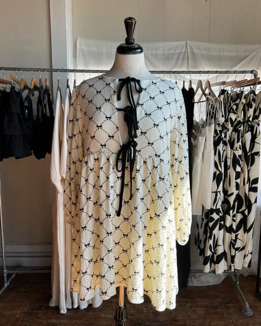 Bow Print Mini Dress