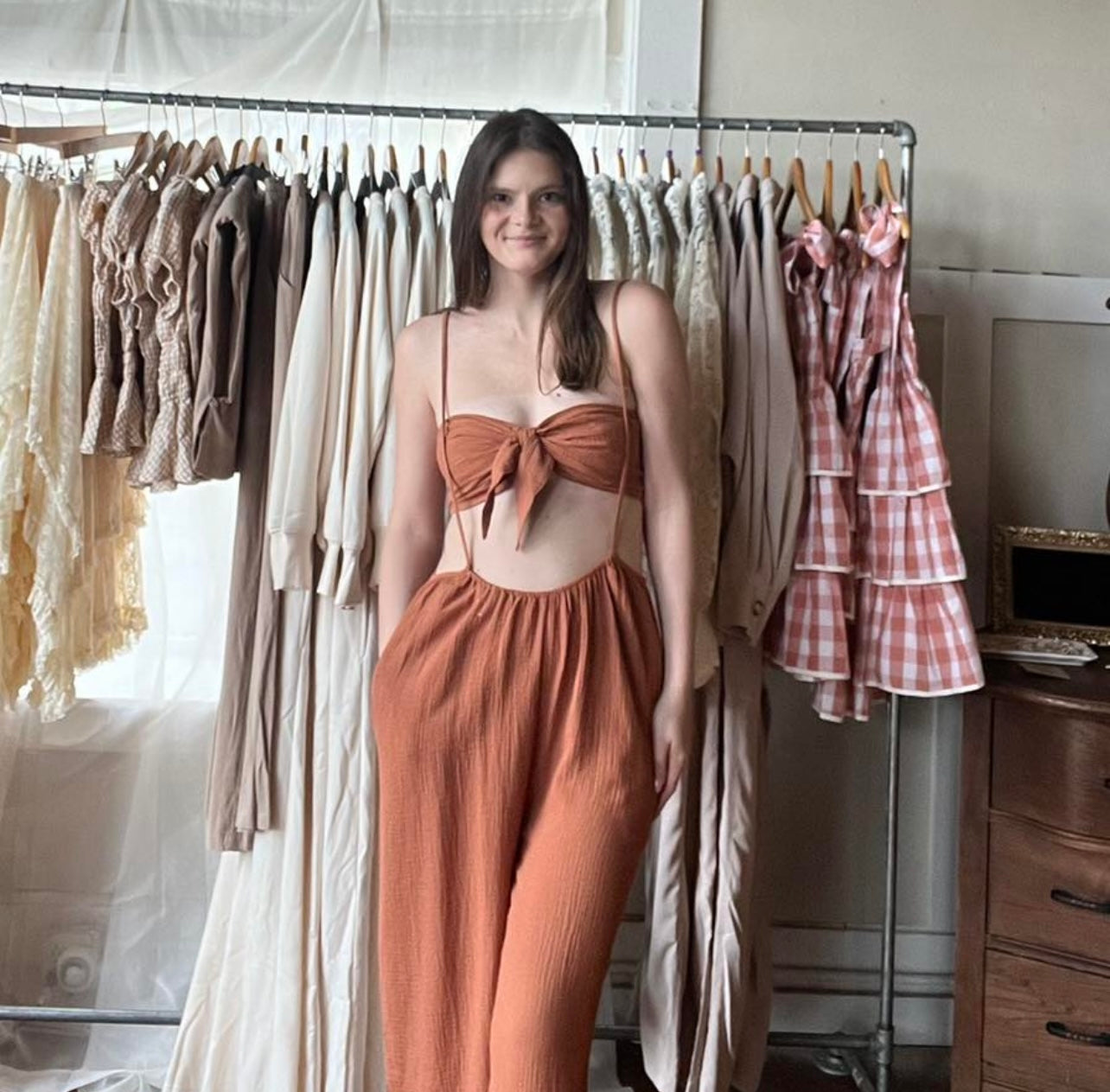 Rust Colored Two Piece Jumpsuit