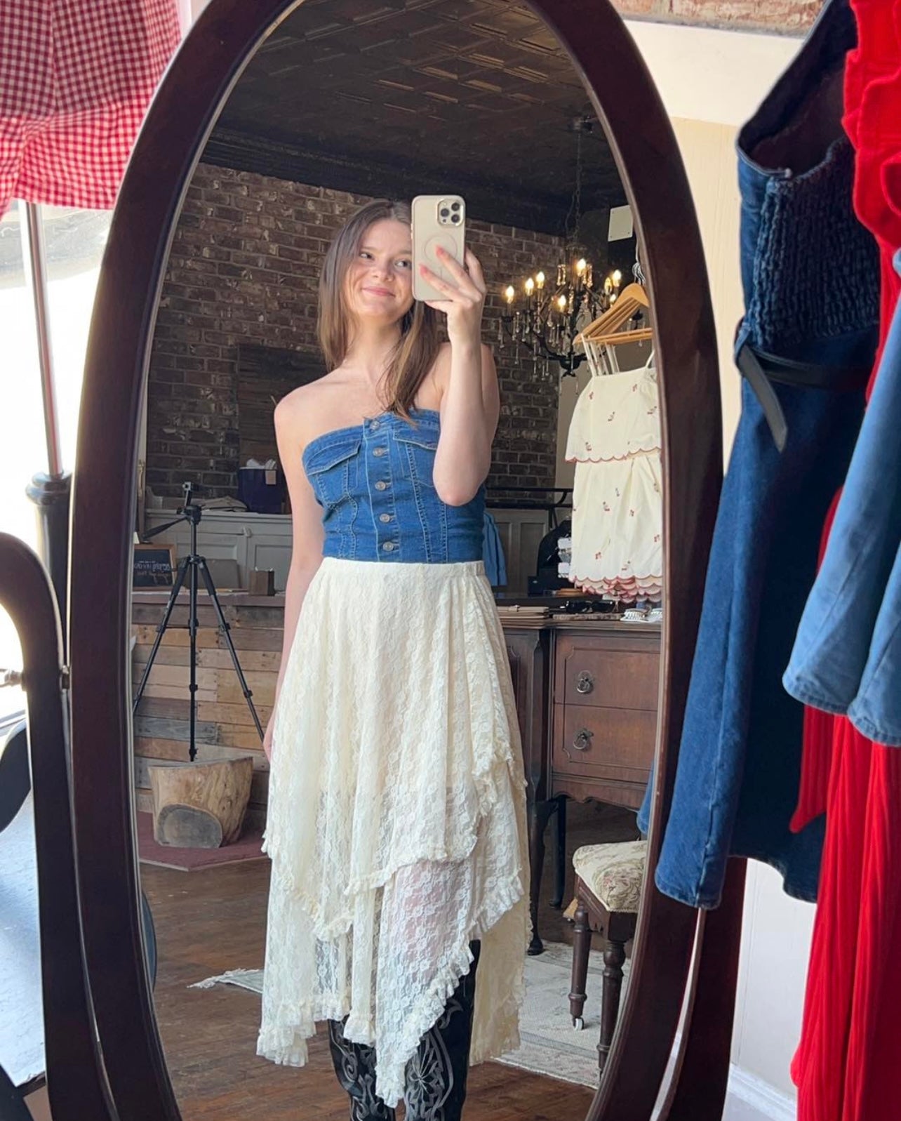 Medium Wash Denim Tube Top