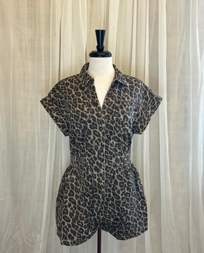Leopard Denim Romper