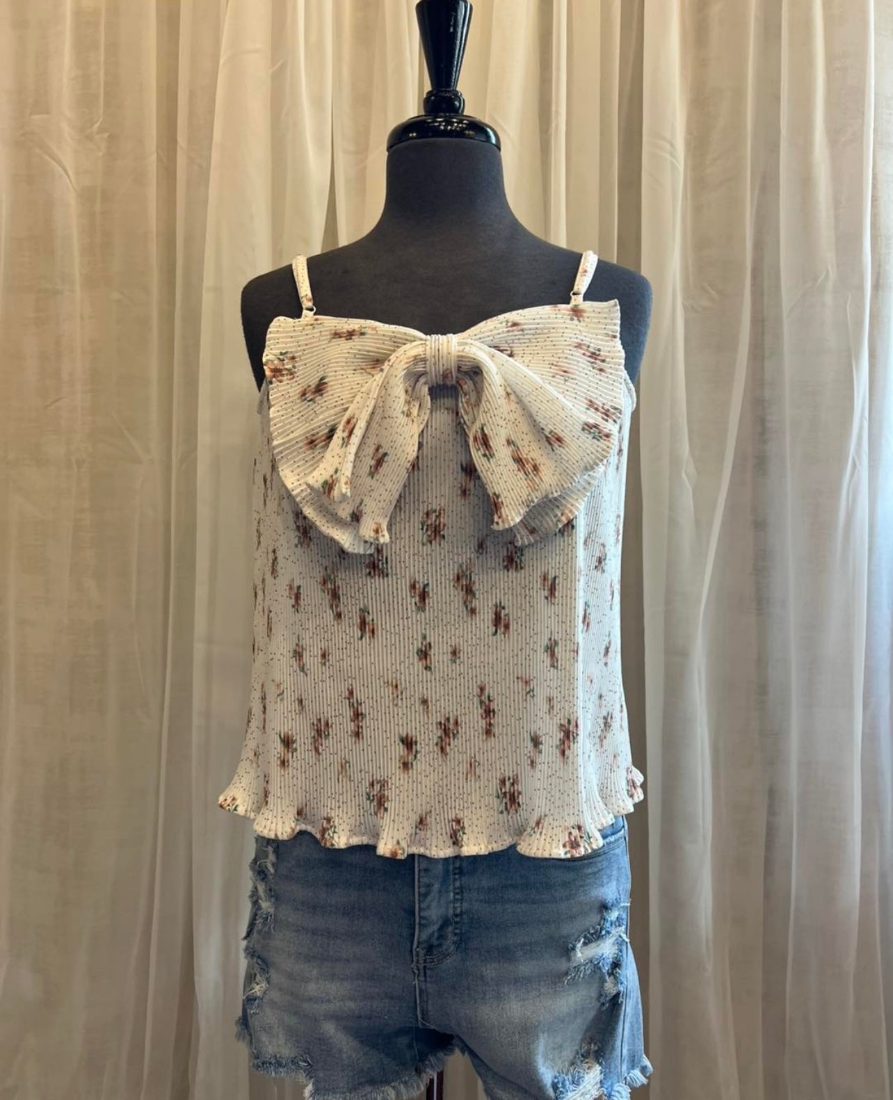 Cream Floral Tank Top