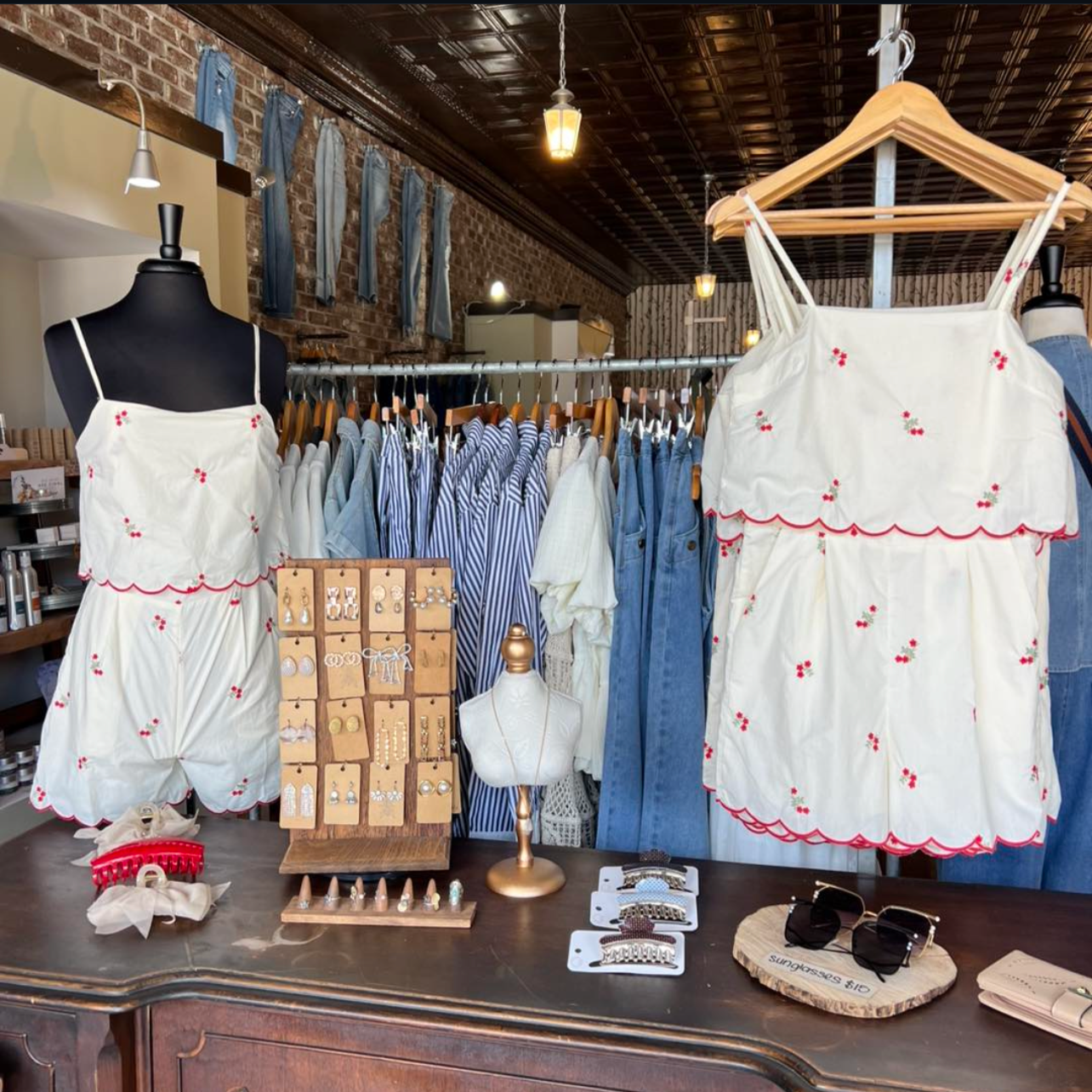 Cream/Red Floral Romper