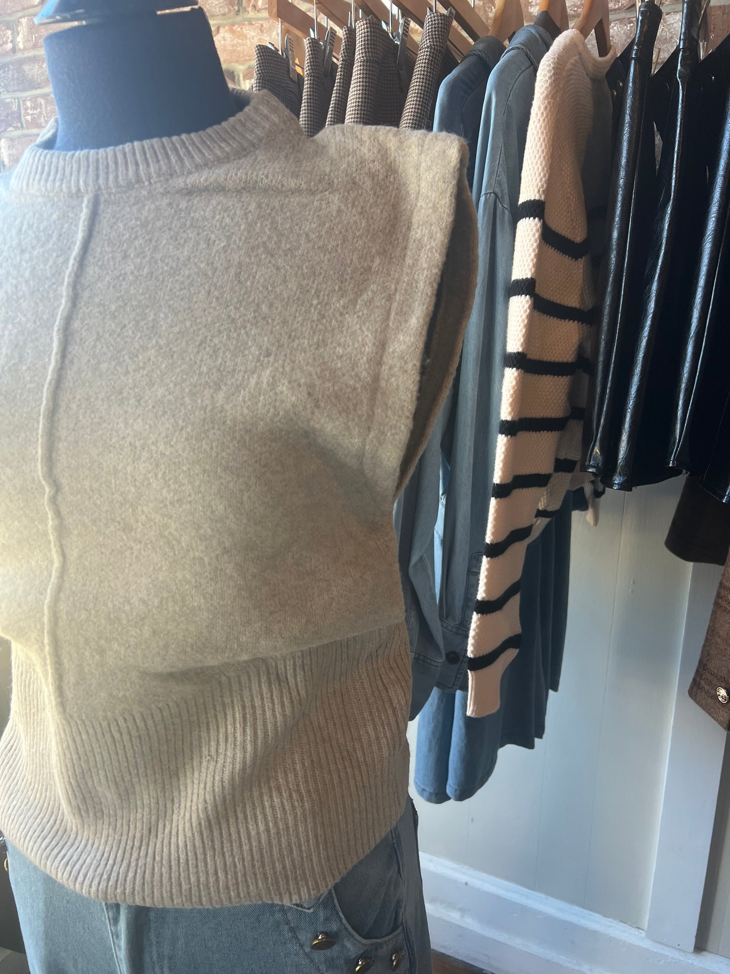 Sweater Vest with Side Pleats