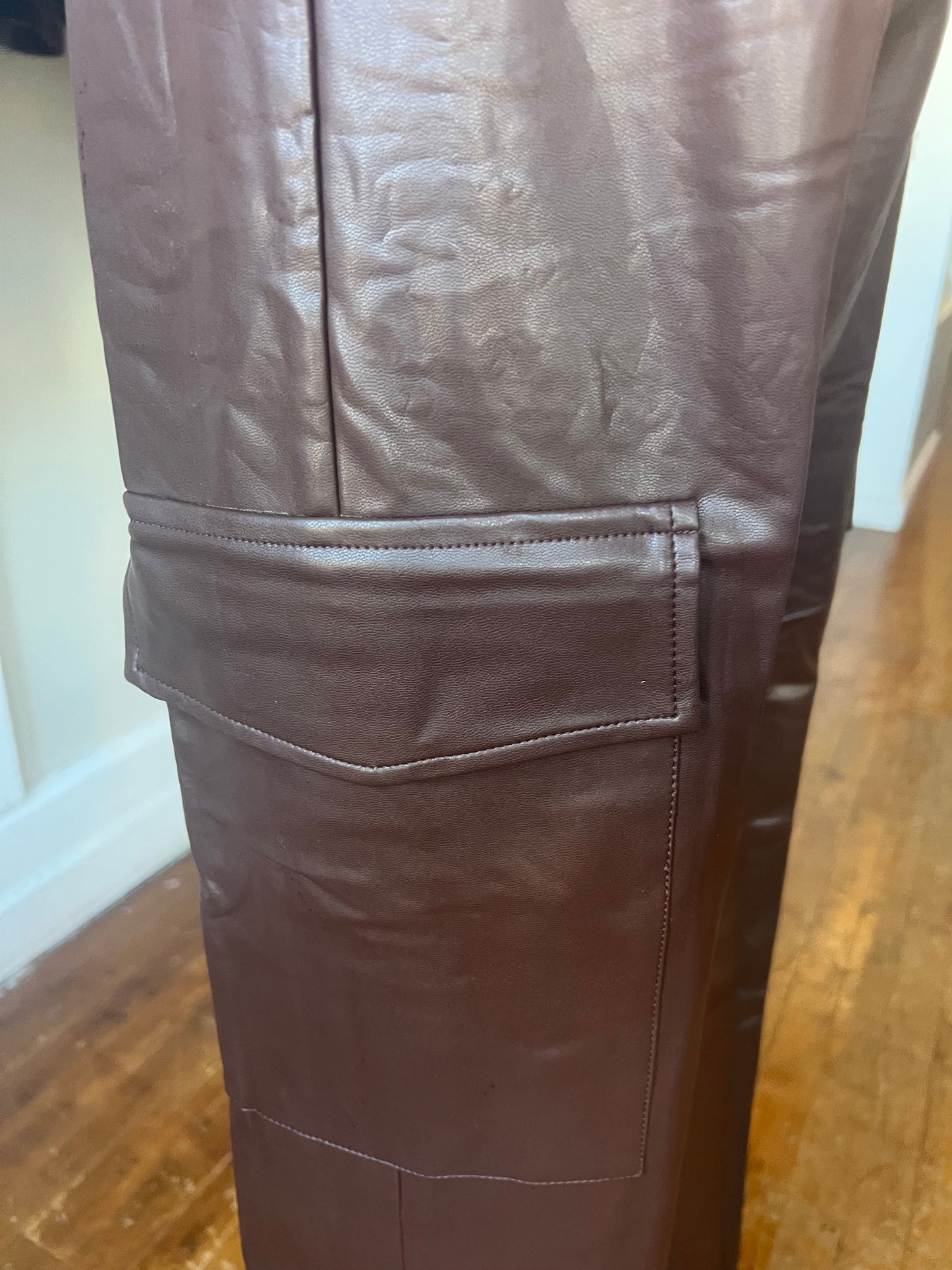 Faux Leather Tube Jumpsuit with Pocket Detail