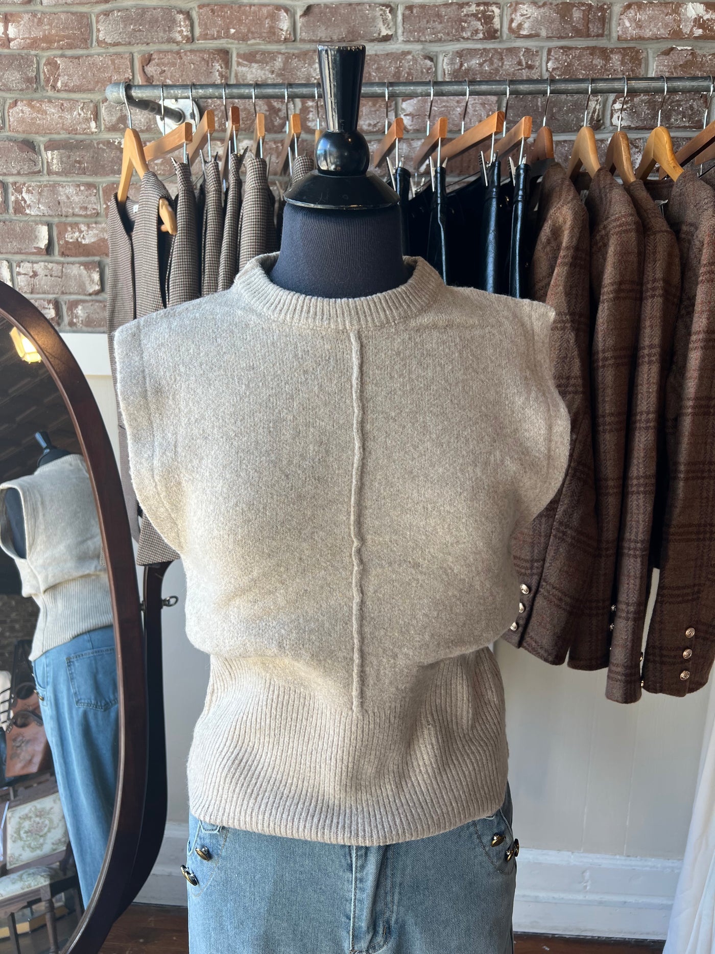 Sweater Vest with Side Pleats