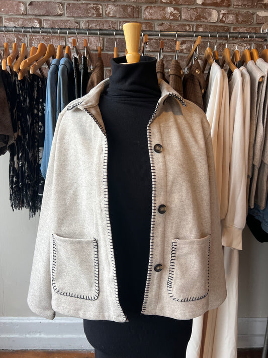 Heather Gray Blanket Stitch Jacket