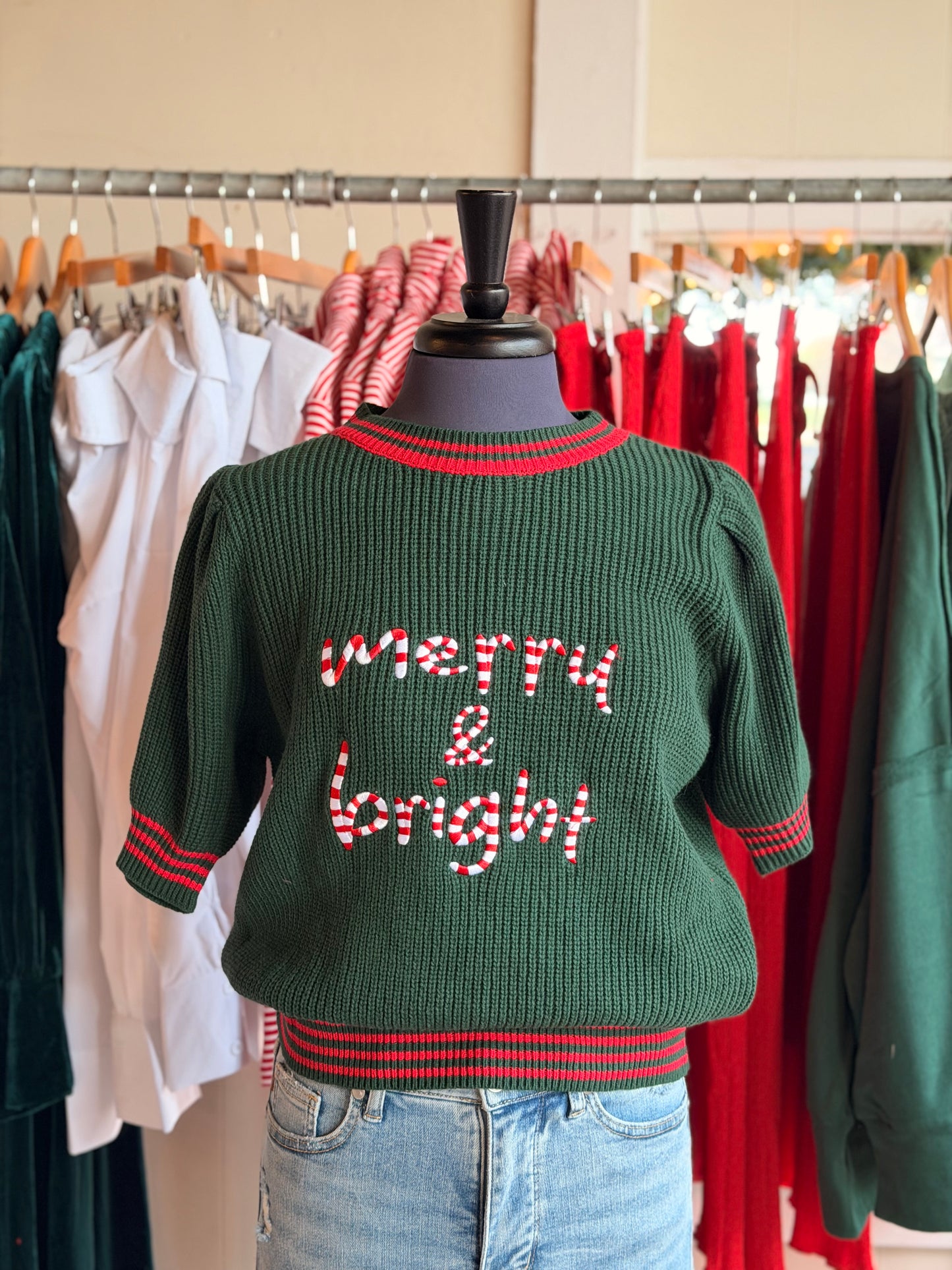 Merry & Bright Puff Sleeve Sweater