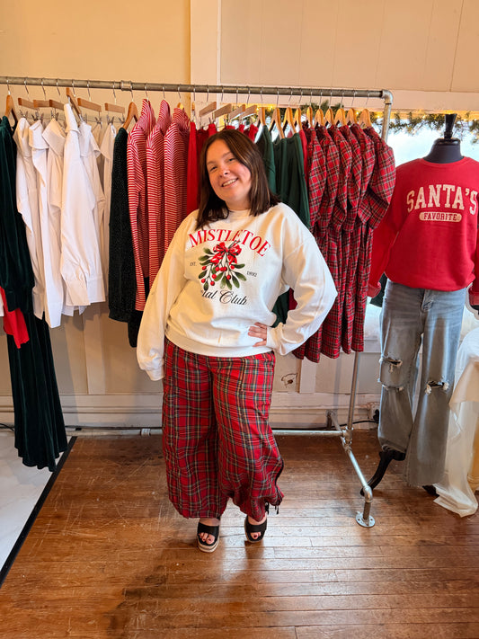 Plaid Joggers with Bow Detail