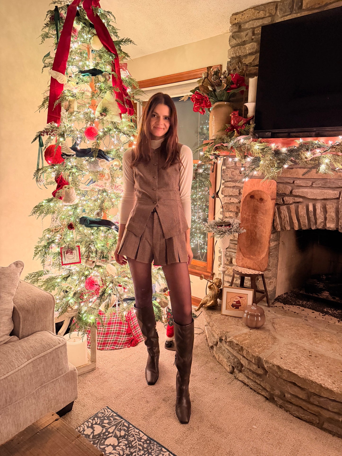 Houndstooth Pleated Shorts