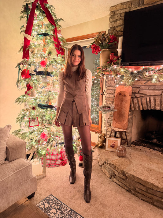 Houndstooth Pleated Shorts