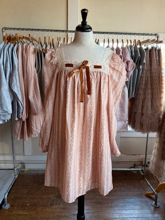 Floral Dress with Velvet Bow