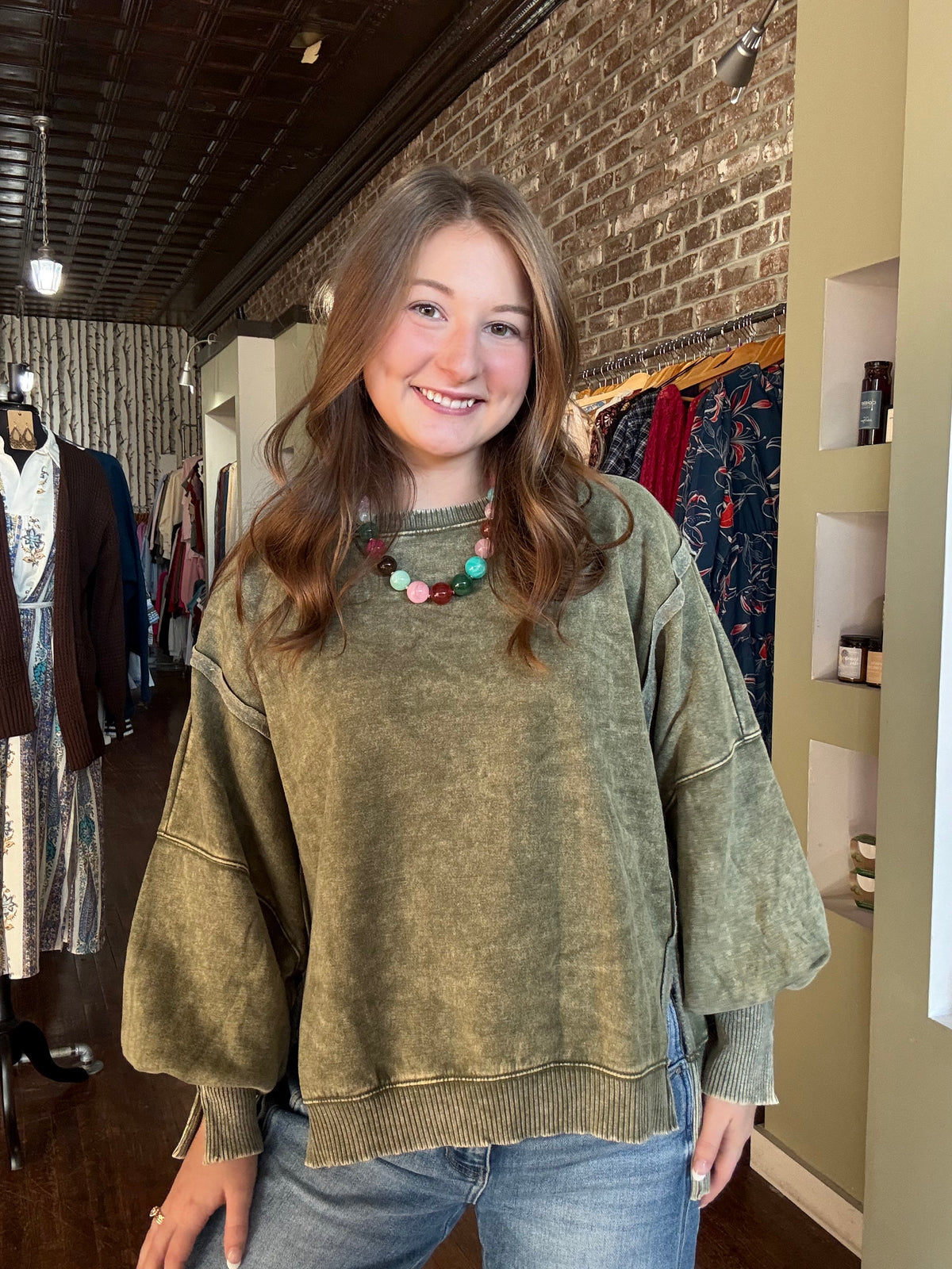 Maggie Sweatshirt - Light Olive
