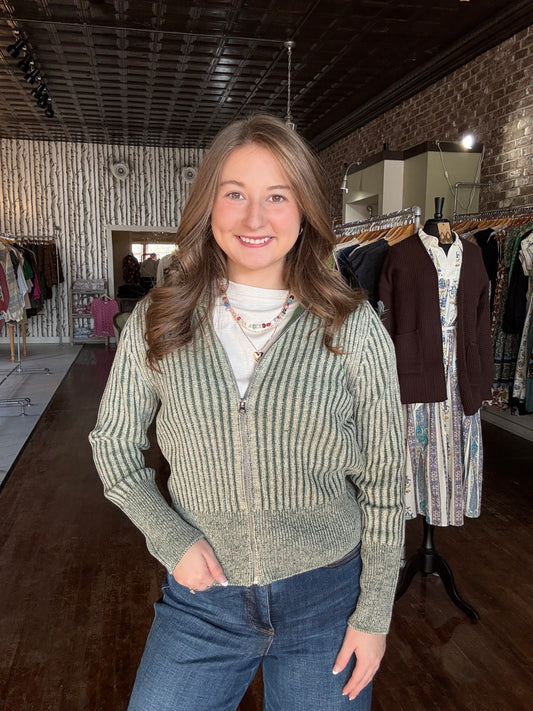 Madeline Zip-Up - Dark Green