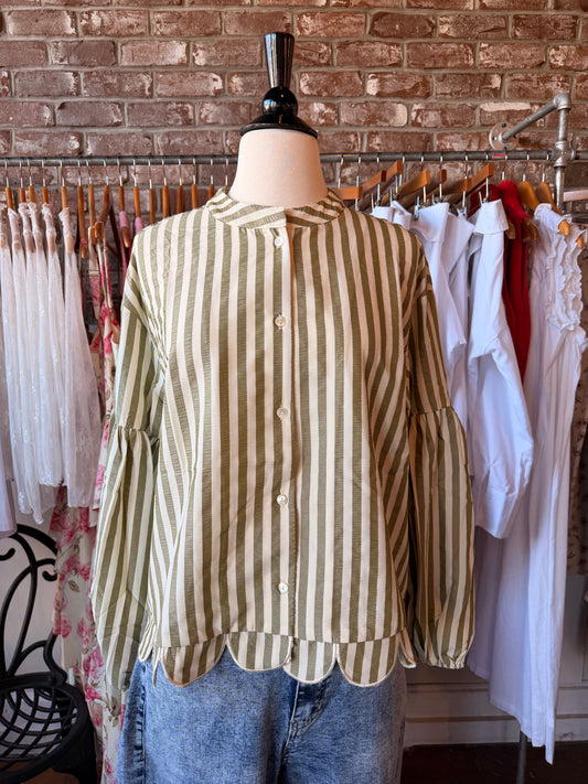Striped Scalloped Top